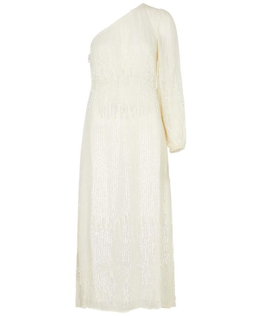Rixo White Bradshaw Sequin-embellished Midi Dress