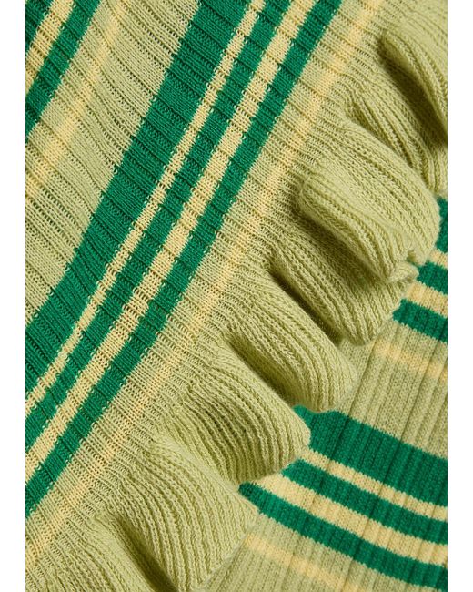 Damson Madder Green Anelis Cotton And Merino Wool-Blend Cardigan