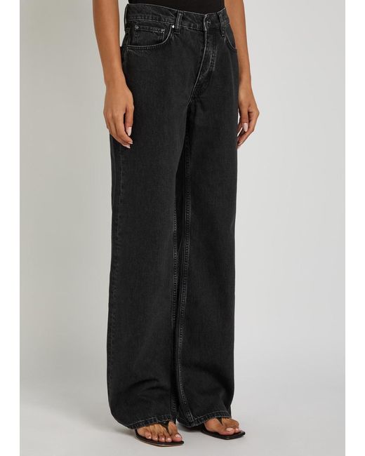 Anine Bing Black Hugh Wide-Leg Jeans