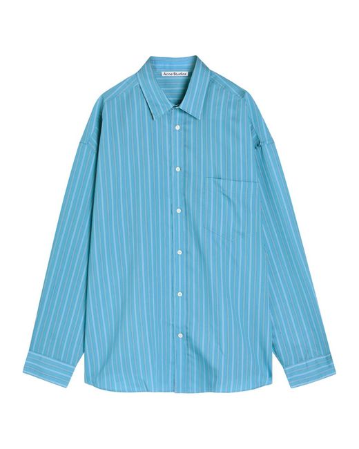 Acne Blue Striped Lyocell-Blend Shirt for men