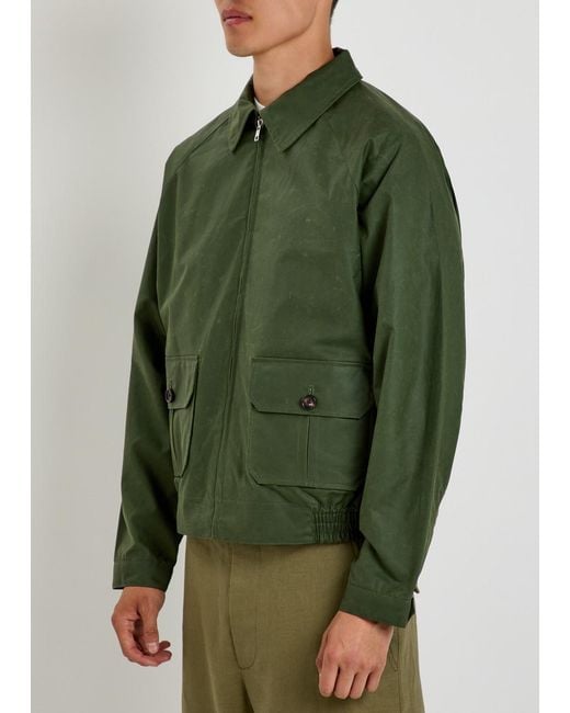 Bode Green Waxed Cotton Jacket for men