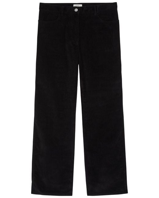 Totême Black Straight-Leg Corduroy Trousers