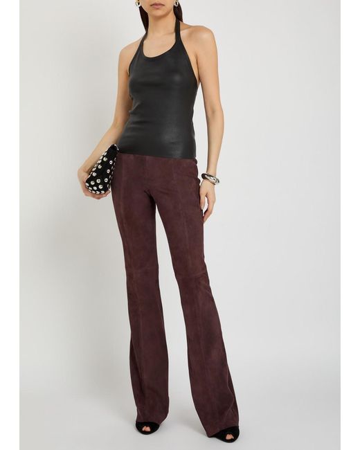 Stouls Black Cherry Halterneck Stretch-Leather Top