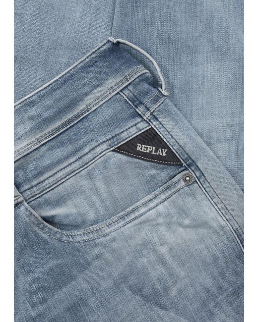 Replay Blue Anbass Hyperflex Slim-leg Jeans for men