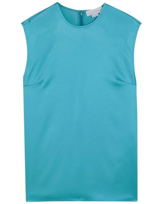 Stella McCartney Blue Sleeveless Satin Top