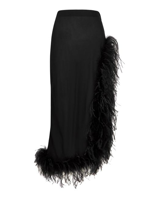 GIUSEPPE DI MORABITO Black Feather-trimmed Midi Skirt