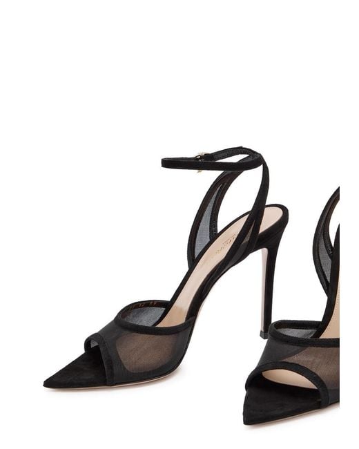 Gianvito Rossi Black Dorotea 105 Mesh And Suede Sandals