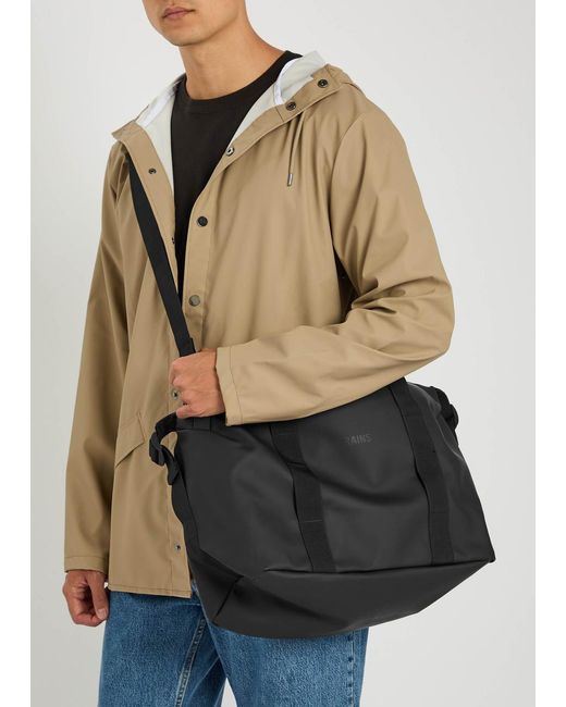 Rains Black Hilo Weekend Small Rubberised Holdall for men