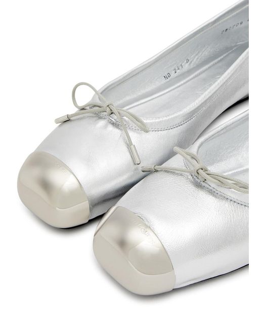 Alexander McQueen White Metallic Leather Ballet Flats