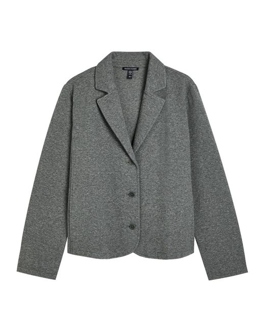 Eileen Fisher Gray Notch Textured Cotton-Blend Jacket