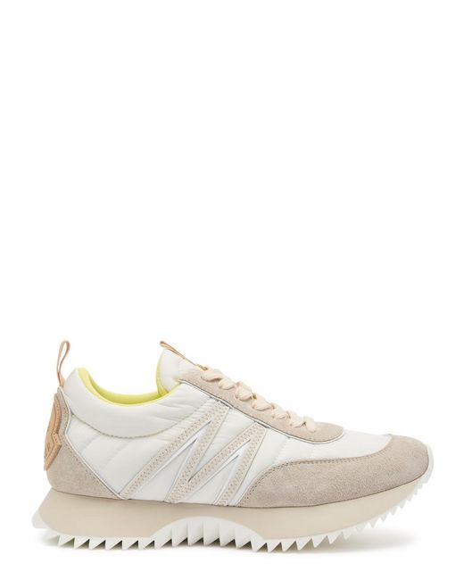 Moncler White Pacey Panelled Suede Sneakers for men