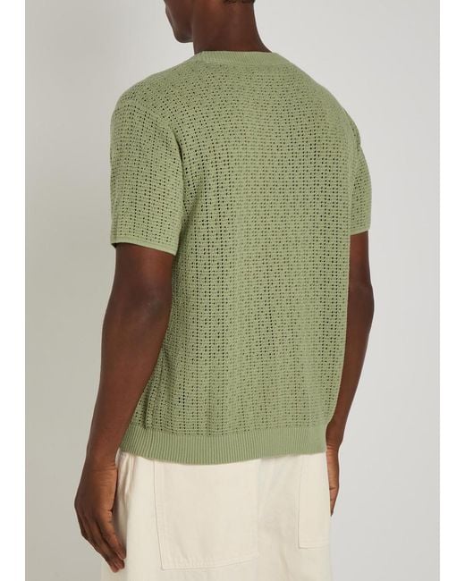 Percival Green Open-Knit Cotton T-Shirt for men