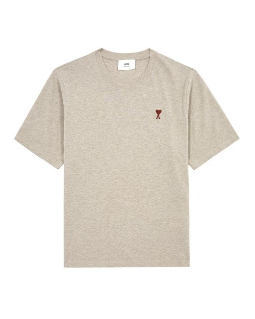 AMI White Logo-Embroidered Cotton T-Shirt for men