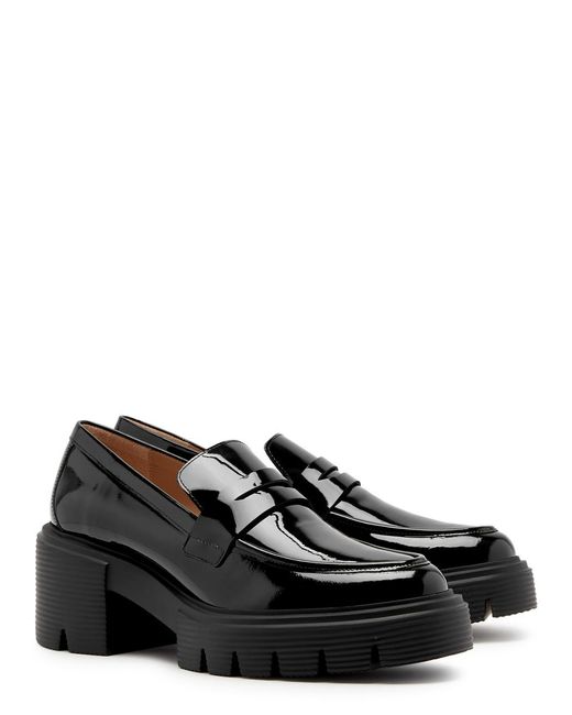 Stuart Weitzman Black Soho 75 Patent Leather Loafers