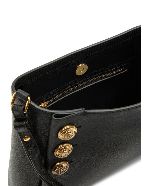 Balmain Black Emblème Leather Shoulder Bag