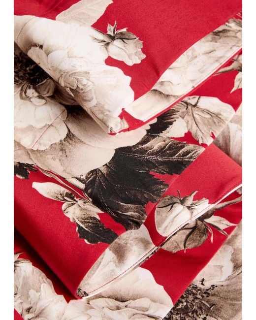 Alice + Olivia Red Oriana Floral-Print Stretch-Cotton Maxi Dress