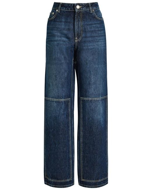 Jean Paul Gaultier Women's Blue Cut-Out Straight-Leg Jeans