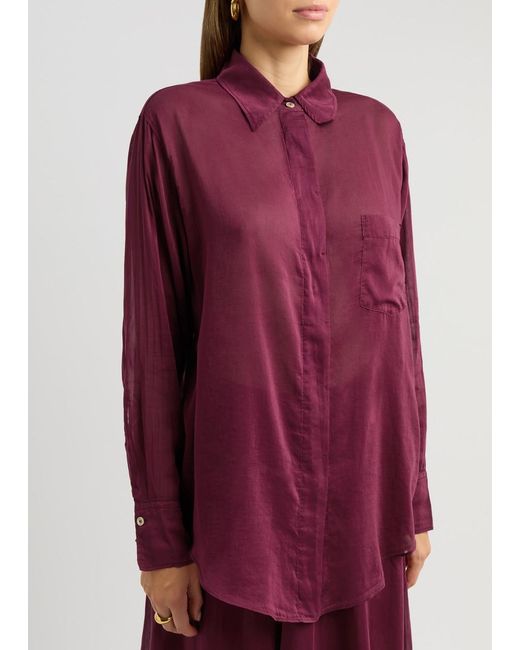 Forte Forte Purple Cotton-Blend Voile Shirt