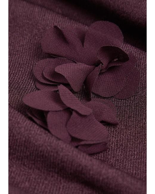 Jonathan Simkhai Purple Tessa Floral-Appliquéd Fine-Knit Top