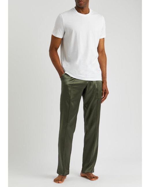 Tom Ford Green Stretch-silk Satin Pyjama Trousers for men