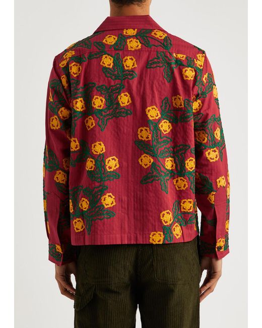 Bode Marigold Wreath Embroidered Cotton Shirt for men