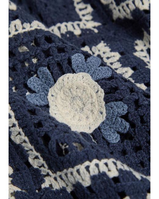 CHE Blue Tejer Patchwork Crot Open-Knit Shirt for men