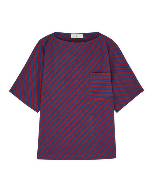 Tory Burch Purple Striped Cotton T-Shirt