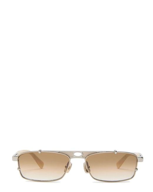 Brunello Cucinelli White Flattop Rectangle-Frame Sunglasses
