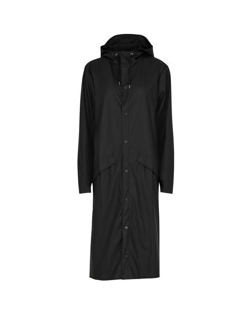 Rains Black Longer Matte Rubberised Raincoat