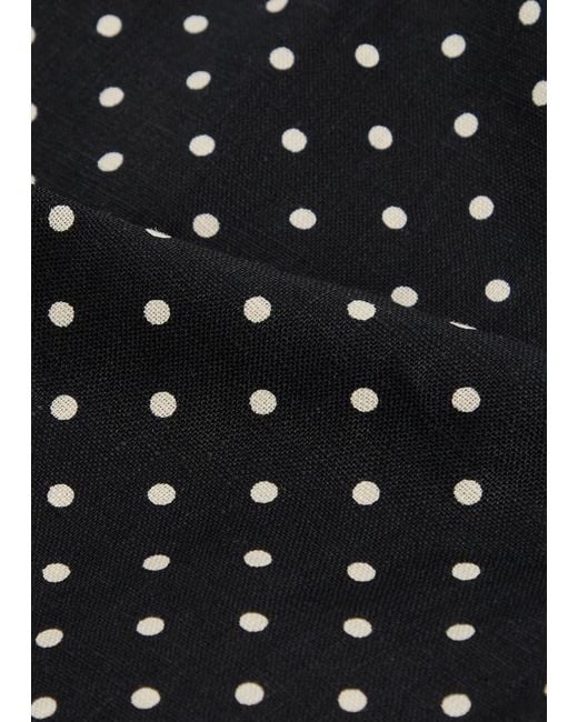 Faithfull The Brand Black Iria Polka Dot Linen Capri Trousers