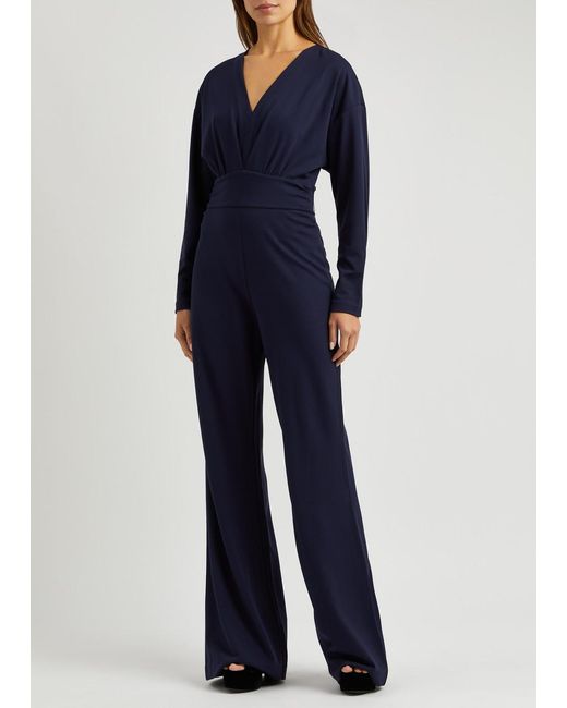 Diane von Furstenberg Blue Marilou Flared Stretch-jersey Jumpsuit