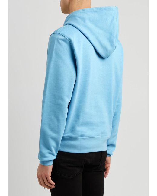 Amiri Blue Logo-appliquéd Hooded Cotton Sweatshirt for men