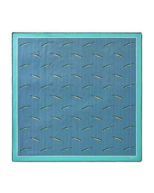 Mulberry Blue Printed Silk Twill Scarf
