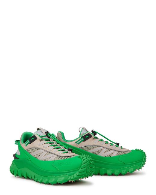 3 MONCLER GRENOBLE Green Trailgrip Panelled Canvas Sneakers for men