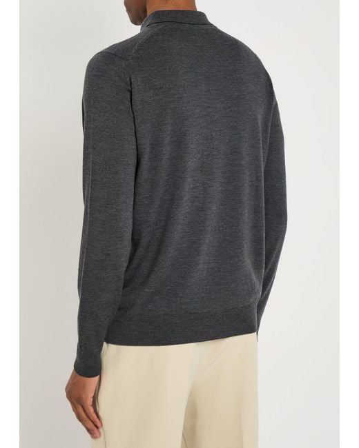 John Smedley Black Tibor Merino Wool Overshirt for men