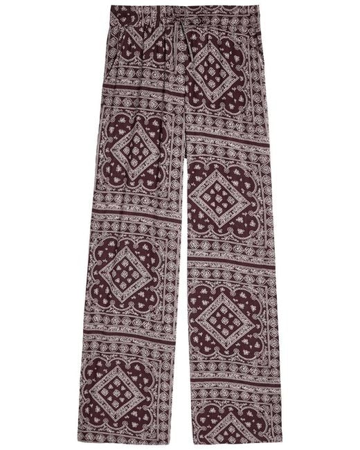 Veronica Beard Red Sylvester Printed Cotton-Blend Trousers