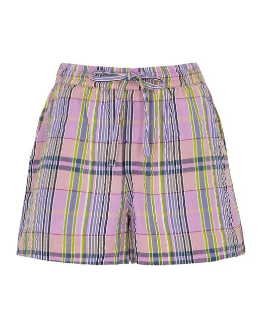 Damson Madder Red Cindy Checked Cotton Shorts