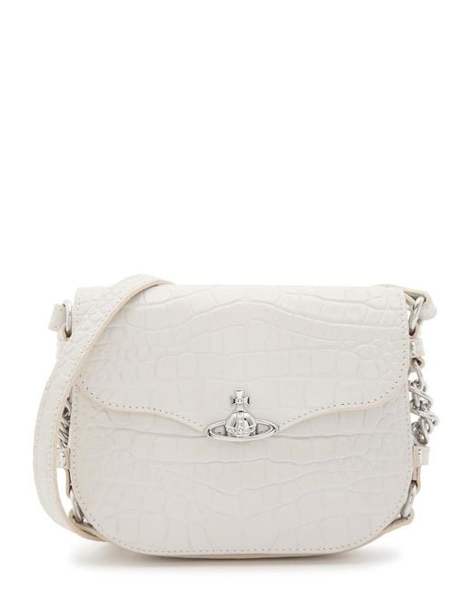 Vivienne Westwood White Hunter Crocodile-Effect Leather Cross-Body Bag