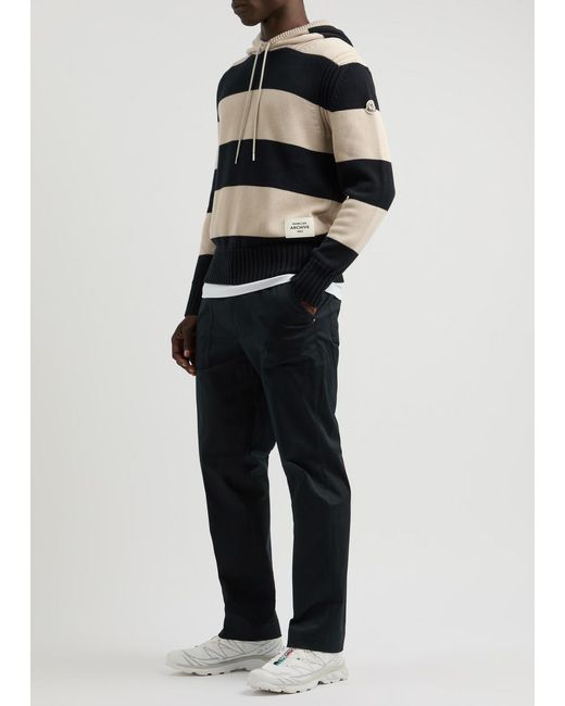 Moncler Blue Logo Cotton-Stretch Trousers for men