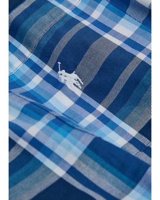 Polo Ralph Lauren Blue Logo-Embroidered Checked Cotton Pyjama Set for men