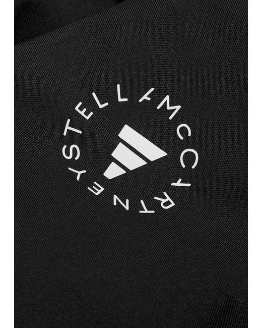 Stella McCartney Black Adidas X Logo-Print Cropped Stretch-Jersey Top