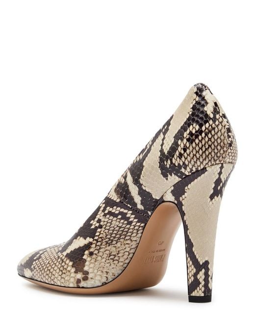Paris Texas Brown Elsa 100 Python-Effect Leather Pumps