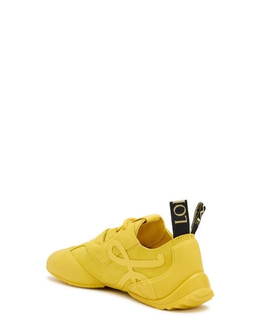 Loewe Yellow Grip Panelled Suede Sneakers