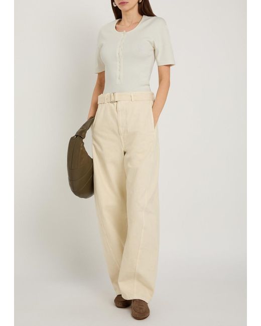 Lemaire White Ribbed Cotton-Blend Top