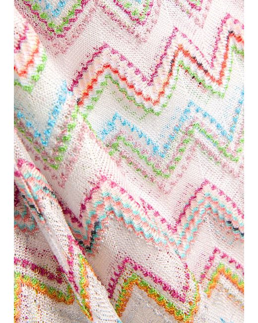 Missoni White Zig-Zag Intarsia Fine Knit Midi Dress