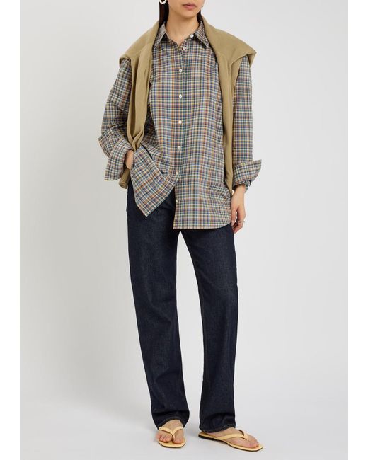 Totême  Gray Checked Cotton-Poplin Shirt