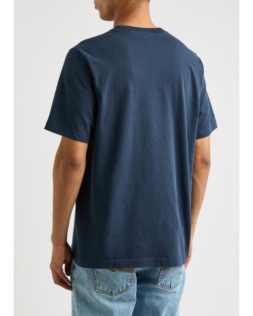 Maison Kitsuné Blue Logo Cotton T-Shirt for men