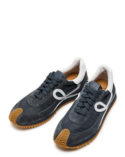Loewe Blue Flow Runner Panelled Brushed Suede Sneakers for men