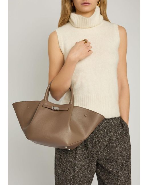 DeMellier London Brown The New York Midi Grained Leather Tote