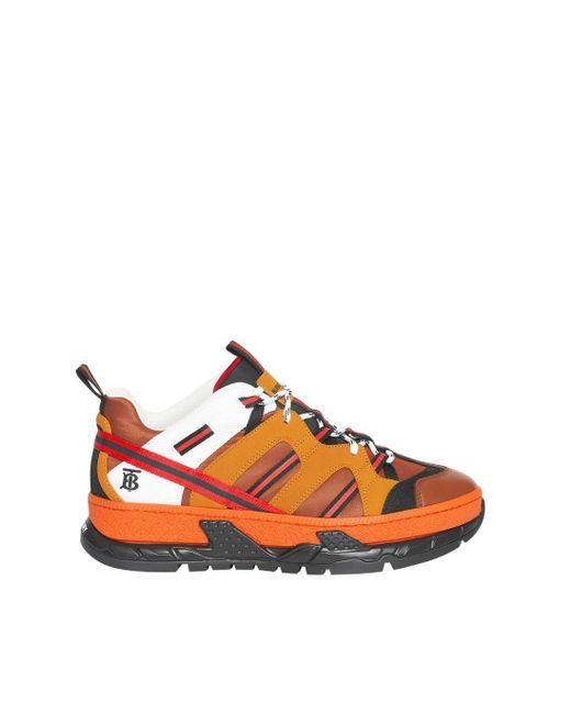Burberry Orange Nylon And Nubuck Union Sneakers for men
